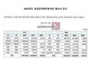 2025년도 순창군장애인복지관 결산서 공고